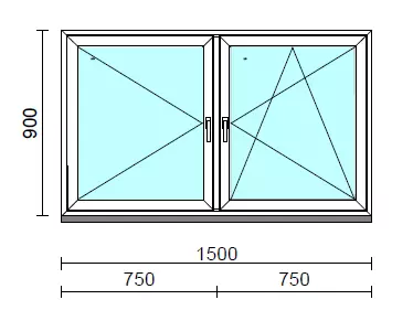 TO Ny-Bny ablak.  150x 90 cm (Rendelhető méretek: szélesség 145-154 cm, magasság 85-94 cm.) Deluxe A85 profilból