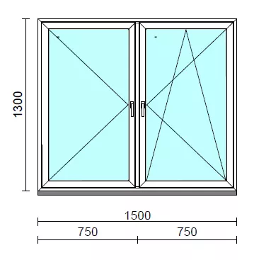 TO Ny-Bny ablak.  150x130 cm (Rendelhető méretek: szélesség 145-154 cm, magasság 125-134 cm.) Deluxe A85 profilból