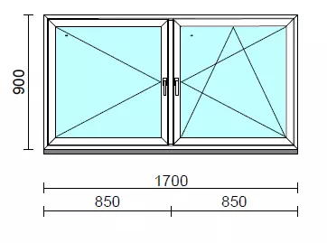 TO Ny-Bny ablak.  170x 90 cm (Rendelhető méretek: szélesség 165-174 cm, magasság 85-94 cm.) Deluxe A85 profilból