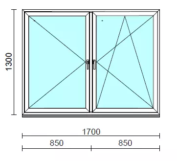 TO Ny-Bny ablak.  170x130 cm (Rendelhető méretek: szélesség 165-174 cm, magasság 125-134 cm.) Deluxe A85 profilból