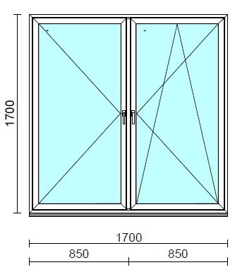 TO Ny-Bny ablak.  170x170 cm (Rendelhető méretek: szélesség 165-174 cm, magasság 165-174 cm.) Deluxe A85 profilból