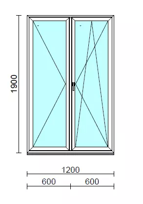 VSZ Ny-Bny ablak.  120x190 cm (Rendelhető méretek: szélesség 120-124 cm, magasság 185-190 cm.) Deluxe A85 profilból