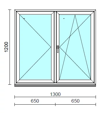 VSZ Ny-Bny ablak.  130x120 cm (Rendelhető méretek: szélesség 125-134 cm, magasság 115-124 cm.)   Green 76 profilból