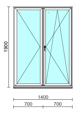 VSZ Ny-Bny ablak.  140x190 cm (Rendelhető méretek: szélesség 135-144 cm, magasság 185-190 cm.) Deluxe A85 profilból