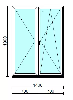 VSZ Ny-Bny ablak.  140x190 cm (Rendelhető méretek: szélesség 135-144 cm, magasság 185-190 cm.)   Green 76 profilból