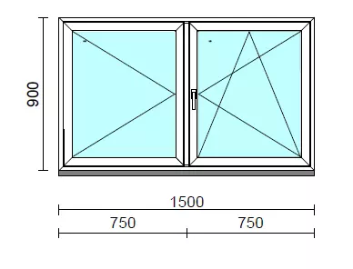 VSZ Ny-Bny ablak.  150x 90 cm (Rendelhető méretek: szélesség 145-154 cm, magasság 90-94 cm.)   Green 76 profilból