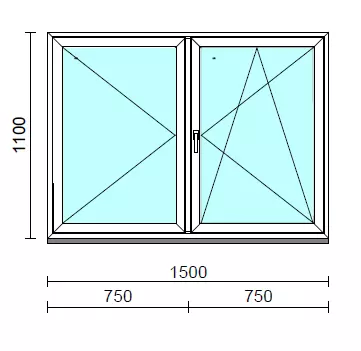 VSZ Ny-Bny ablak.  150x110 cm (Rendelhető méretek: szélesség 145-154 cm, magasság 105-114 cm.)  New Balance 85 profilból