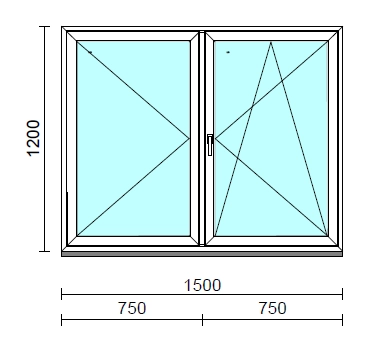 VSZ Ny-Bny ablak.  150x120 cm (Rendelhető méretek: szélesség 145-154 cm, magasság 115-124 cm.)   Green 76 profilból