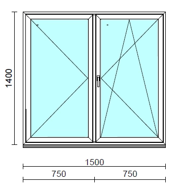 VSZ Ny-Bny ablak.  150x140 cm (Rendelhető méretek: szélesség 145-154 cm, magasság 135-144 cm.)  New Balance 85 profilból