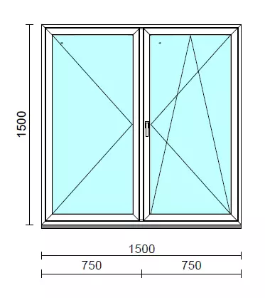 VSZ Ny-Bny ablak.  150x150 cm (Rendelhető méretek: szélesség 145-154 cm, magasság 145-154 cm.)   Green 76 profilból