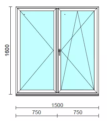 VSZ Ny-Bny ablak.  150x160 cm (Rendelhető méretek: szélesség 145-154 cm, magasság 155-164 cm.)  New Balance 85 profilból