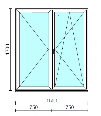 VSZ Ny-Bny ablak.  150x170 cm (Rendelhető méretek: szélesség 145-154 cm, magasság 165-174 cm.)   Green 76 profilból