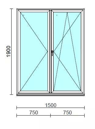 VSZ Ny-Bny ablak.  150x190 cm (Rendelhető méretek: szélesség 145-154 cm, magasság 185-190 cm.)   Green 76 profilból