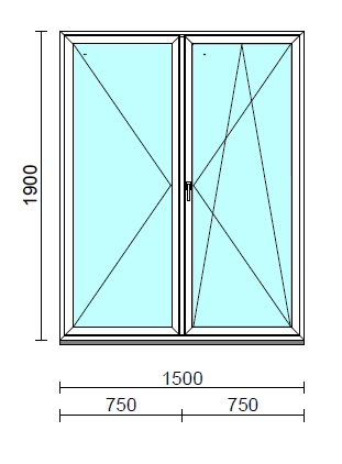 VSZ Ny-Bny ablak.  150x190 cm (Rendelhető méretek: szélesség 145-154 cm, magasság 185-190 cm.) Deluxe A85 profilból
