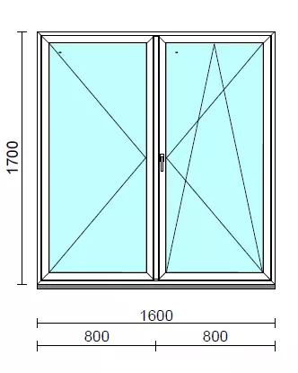 VSZ Ny-Bny ablak.  160x170 cm (Rendelhető méretek: szélesség 155-164 cm, magasság 165-174 cm.)   Green 76 profilból