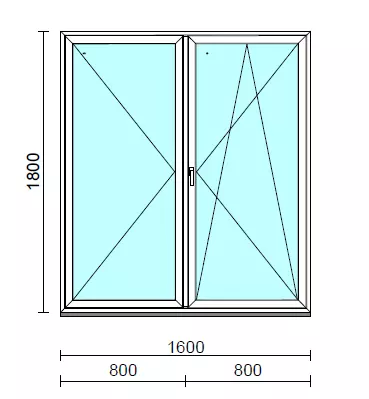 VSZ Ny-Bny ablak.  160x180 cm (Rendelhető méretek: szélesség 155-164 cm, magasság 175-184 cm.)   Green 76 profilból