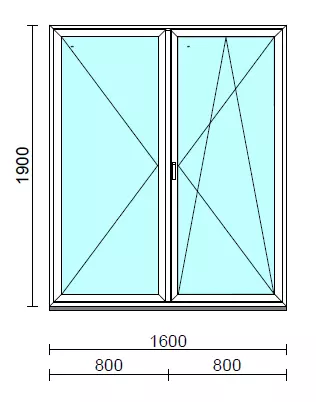 VSZ Ny-Bny ablak.  160x190 cm (Rendelhető méretek: szélesség 155-164 cm, magasság 185-190 cm.)   Green 76 profilból