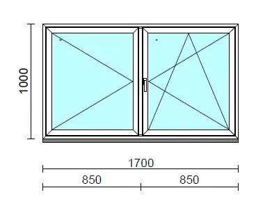 VSZ Ny-Bny ablak.  170x100 cm (Rendelhető méretek: szélesség 165-174 cm, magasság 95-104 cm.)   Green 76 profilból