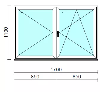VSZ Ny-Bny ablak.  170x110 cm (Rendelhető méretek: szélesség 165-174 cm, magasság 105-114 cm.)  New Balance 85 profilból