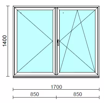 VSZ Ny-Bny ablak.  170x140 cm (Rendelhető méretek: szélesség 165-174 cm, magasság 135-144 cm.) Deluxe A85 profilból