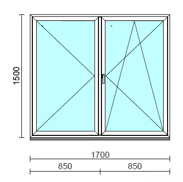 VSZ Ny-Bny ablak.  170x150 cm (Rendelhető méretek: szélesség 165-174 cm, magasság 145-154 cm.)   Green 76 profilból