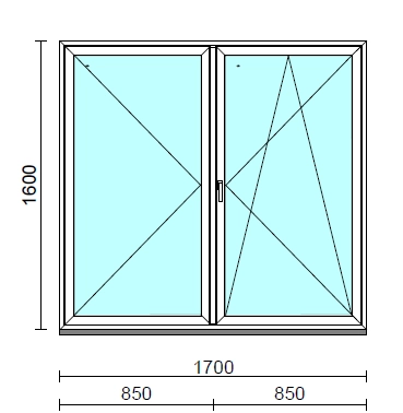 VSZ Ny-Bny ablak.  170x160 cm (Rendelhető méretek: szélesség 165-174 cm, magasság 155-164 cm.) Deluxe A85 profilból