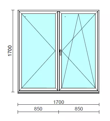 VSZ Ny-Bny ablak.  170x170 cm (Rendelhető méretek: szélesség 165-174 cm, magasság 165-174 cm.)   Green 76 profilból