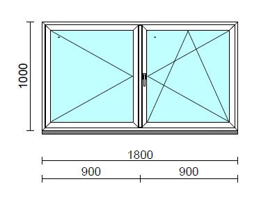 VSZ Ny-Bny ablak.  180x100 cm (Rendelhető méretek: szélesség 175-180 cm, magasság 95-104 cm.)   Green 76 profilból