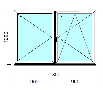 Váltószárnyas Nyíló/Bukó-nyíló ablak  180x120 cm   Green 76 profilból