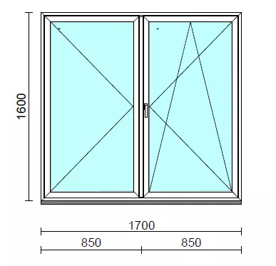 VSZ Ny-Bny ablak.  180x160 cm (Rendelhető méretek: szélesség 175-180 cm, magasság 155-164 cm.)   Green 76 profilból