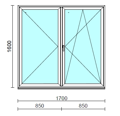 VSZ Ny-Bny ablak.  180x160 cm (Rendelhető méretek: szélesség 175-180 cm, magasság 155-164 cm.) Deluxe A85 profilból
