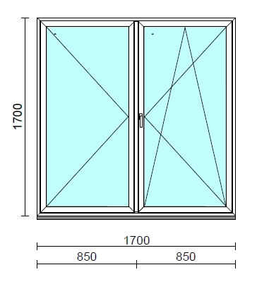 VSZ Ny-Bny ablak.  180x170 cm (Rendelhető méretek: szélesség 175-180 cm, magasság 165-174 cm.) Deluxe A85 profilból