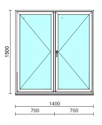 VSZ Ny-Ny ablak.  140x150 cm (Rendelhető méretek: szélesség 135-144 cm, magasság 145-154 cm.) Deluxe A85 profilból