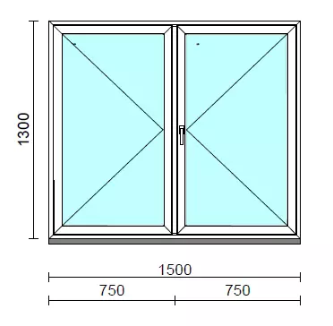 VSZ Ny-Ny ablak.  150x130 cm (Rendelhető méretek: szélesség 145-154 cm, magasság 125-134 cm.) Deluxe A85 profilból